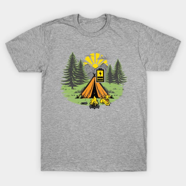Recharging Offline Camping Dog T-Shirt by Tobe_Fonseca